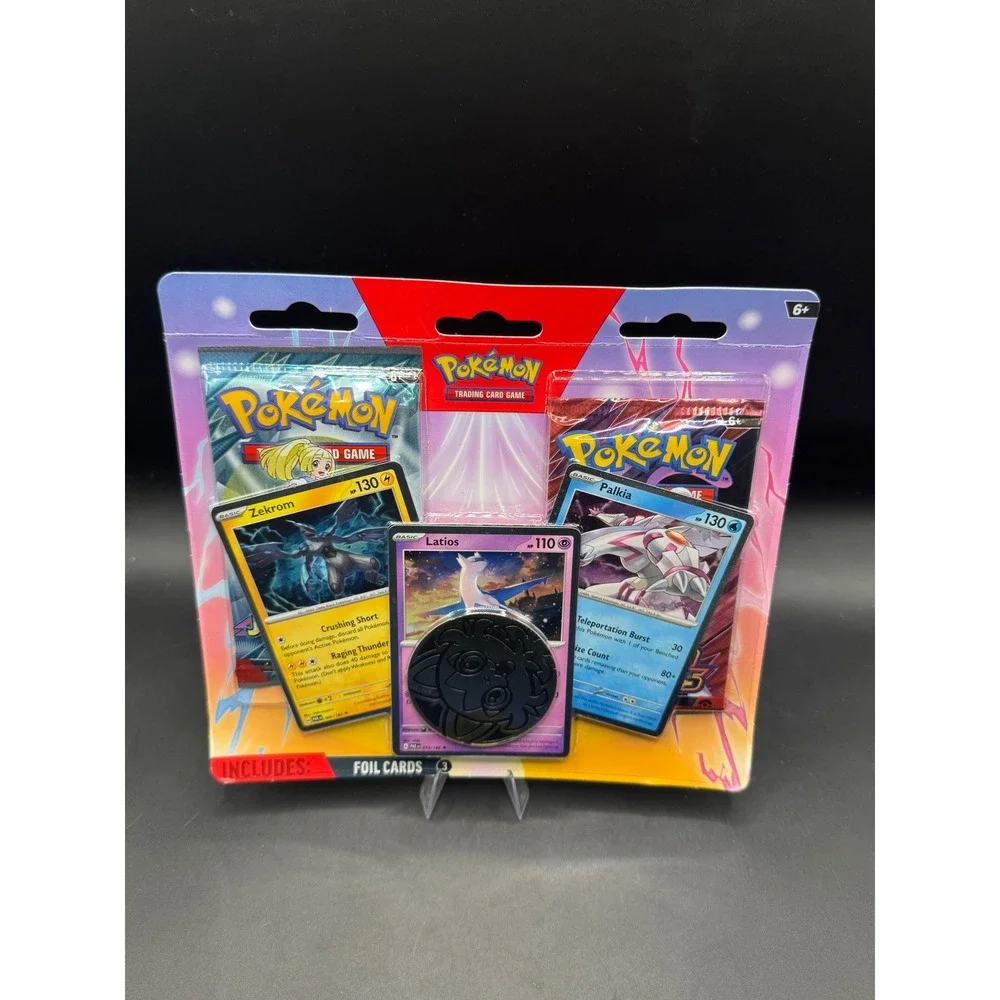 Pokemon TCG 3 Foil Card Blister Pack Latios Zekrom Palkia 2 Booster Packs Coin